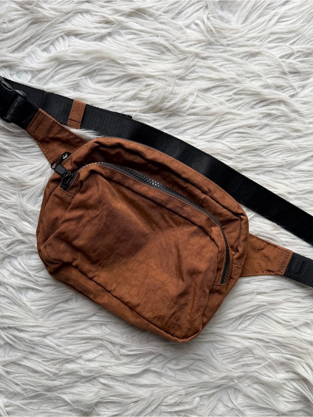 BAGGU Fanny Pack Brown Rust Nylon Crossbody Belt Waist Bag - Picture 3 of 11